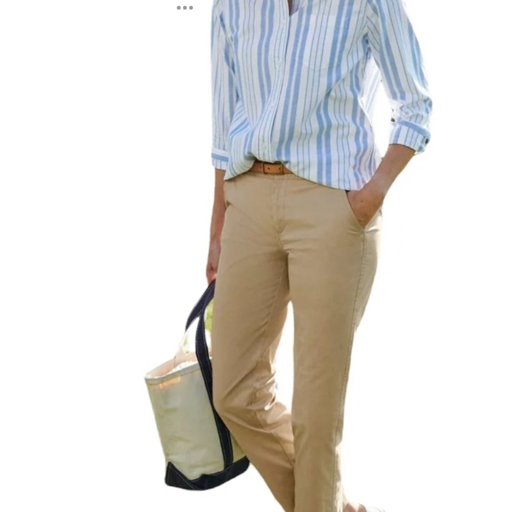 LL Bean Favorite Fit Straight leg 100% cotton tan chinos. Size 12 Tall